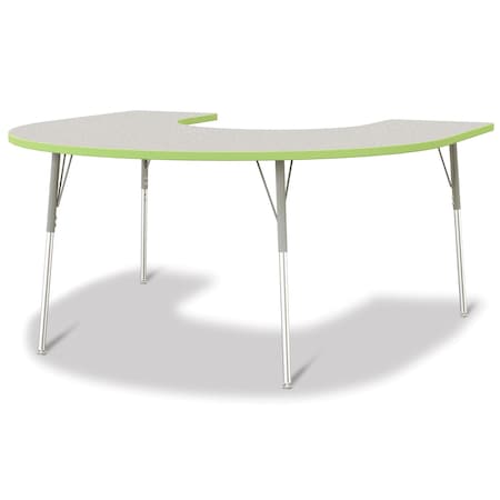 Jonti-Craft Berries Horseshoe Activity Table, 66 in. x 60 in., A-height, Freckled Gray/Key Lime/Gray 6445JCA130